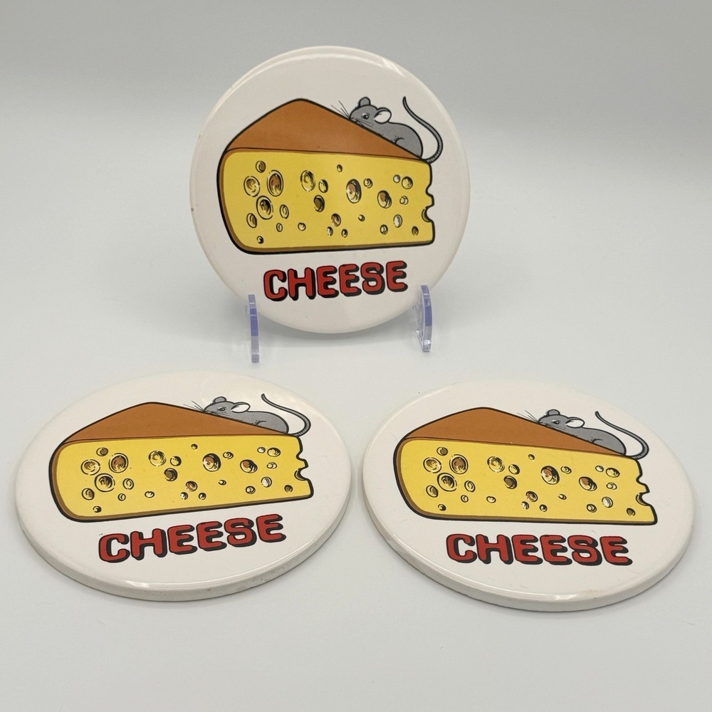 Set 3 Cheese Ceramic Trivets Hot Plates Mouse Kitchen Wall Decor‎ 6" Cottagecore